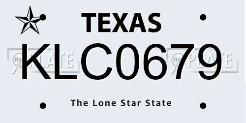KLC0679 Texas License Plate