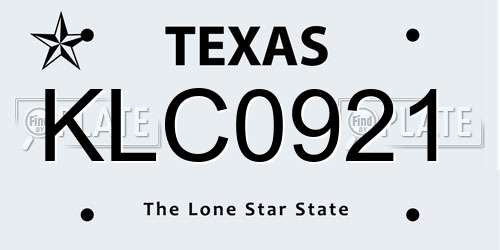 KLC0921 Texas License Plate