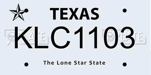 KLC1103 Texas License Plate