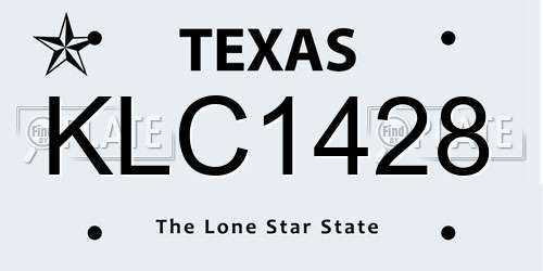 KLC1428 Texas License Plate
