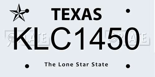 KLC1450 Texas License Plate