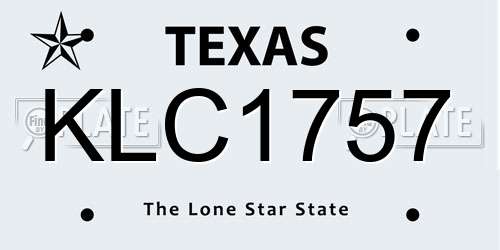 KLC1757 Texas License Plate