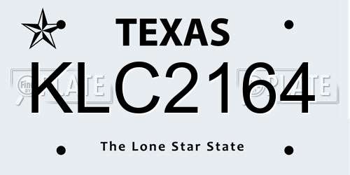 KLC2164 Texas License Plate