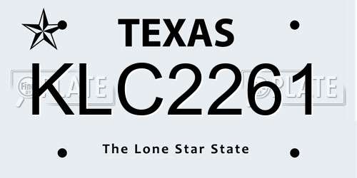 KLC2261 Texas License Plate