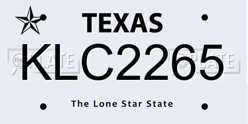 KLC2265 Texas License Plate
