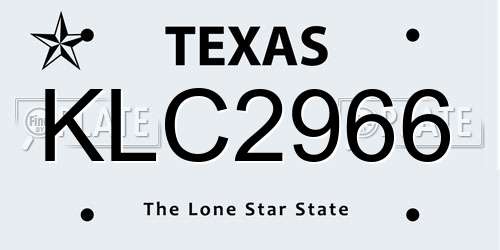 KLC2966 Texas License Plate
