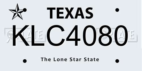 KLC4080 Texas License Plate