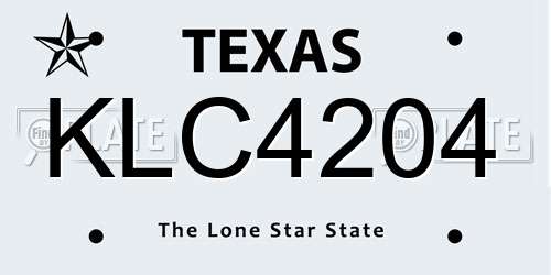 KLC4204 Texas License Plate