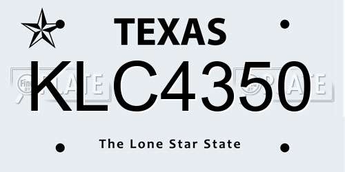 KLC4350 Texas License Plate
