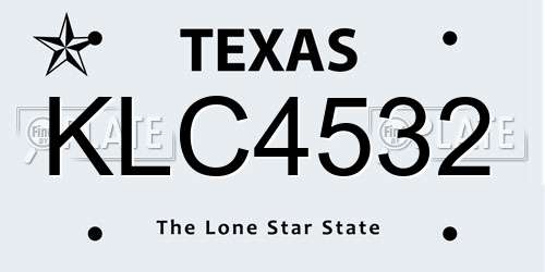 KLC4532 Texas License Plate