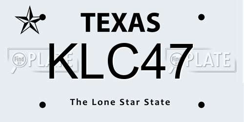 KLC47 Texas License Plate
