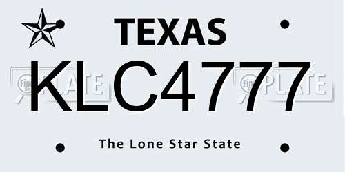 KLC4777 Texas License Plate