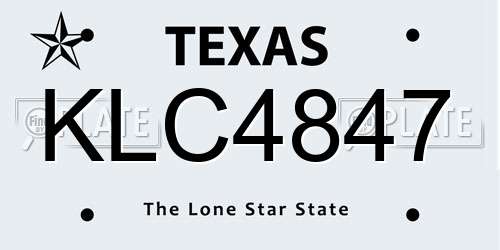 KLC4847 Texas License Plate