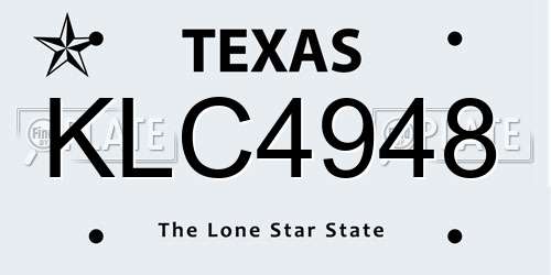 KLC4948 Texas License Plate