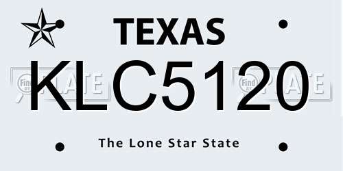 KLC5120 Texas License Plate