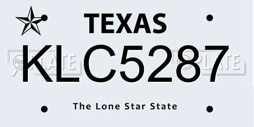 KLC5287 Texas License Plate