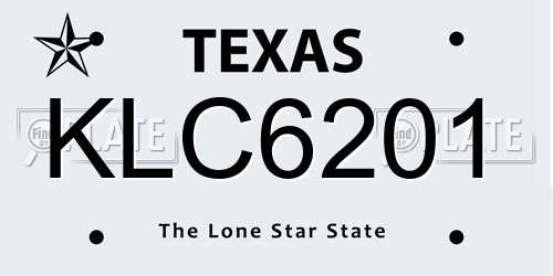 KLC6201 Texas License Plate