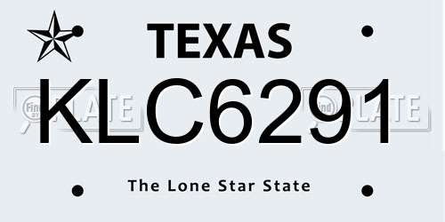 KLC6291 Texas License Plate