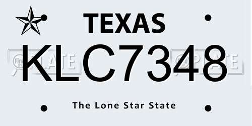 KLC7348 Texas License Plate