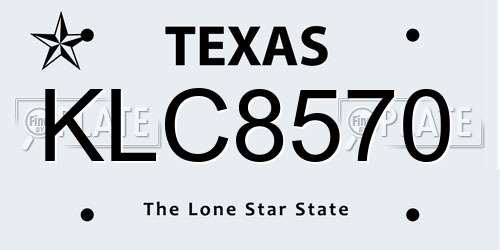 KLC8570 Texas License Plate