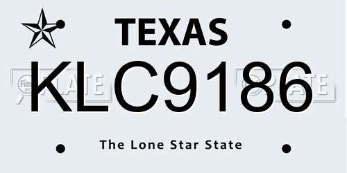 KLC9186 Texas License Plate