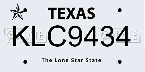 KLC9434 Texas License Plate