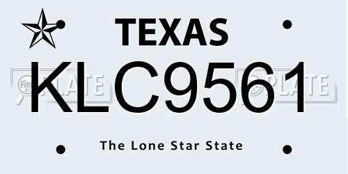 KLC9561 Texas License Plate