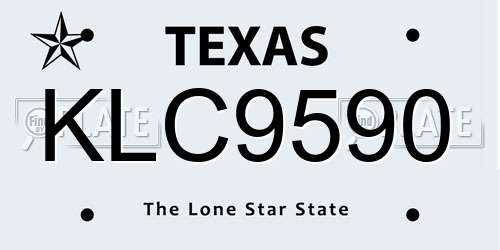 KLC9590 Texas License Plate