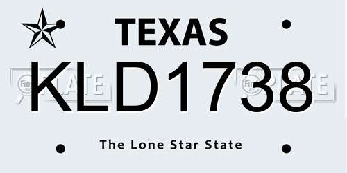 KLD1738 Texas License Plate