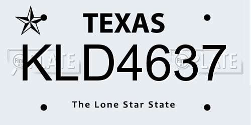 KLD4637 Texas License Plate