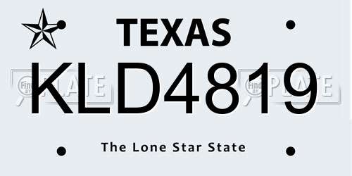 KLD4819 Texas License Plate