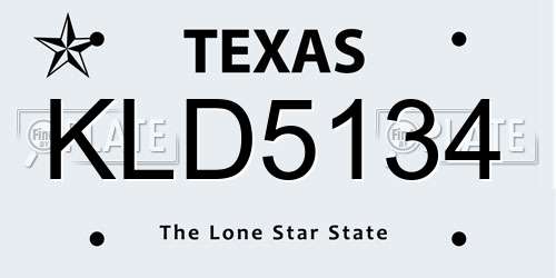 KLD5134 Texas License Plate