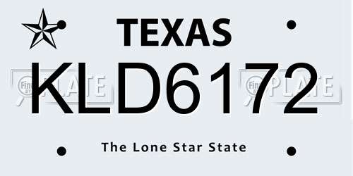 KLD6172 Texas License Plate