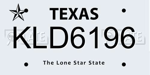 KLD6196 Texas License Plate