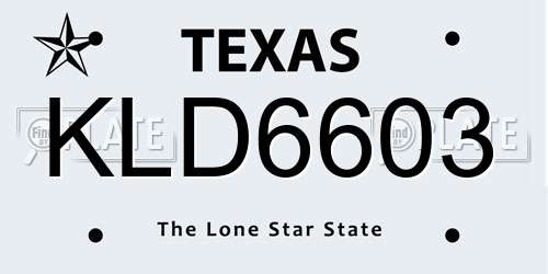 KLD6603 Texas License Plate