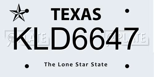 KLD6647 Texas License Plate
