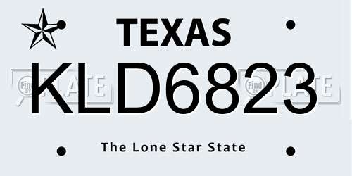 KLD6823 Texas License Plate
