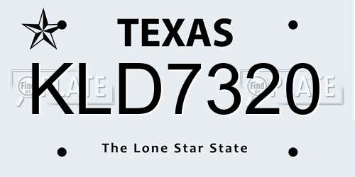 KLD7320 Texas License Plate