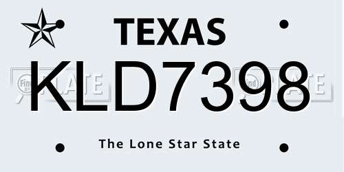 KLD7398 Texas License Plate