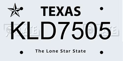 KLD7505 Texas License Plate