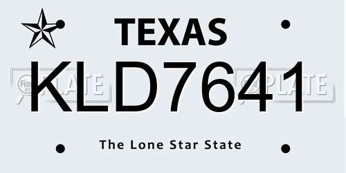 KLD7641 Texas License Plate