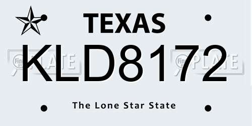KLD8172 Texas License Plate
