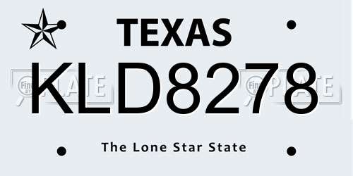 KLD8278 Texas License Plate