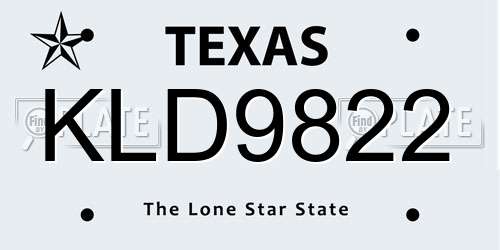 KLD9822 Texas License Plate