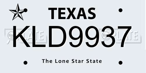 KLD9937 Texas License Plate