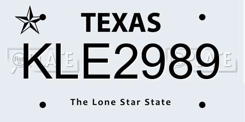 KLE2989 Texas License Plate