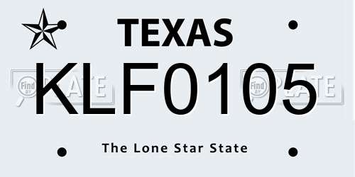 KLF0105 Texas License Plate