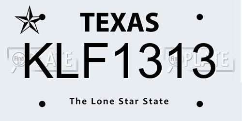 KLF1313 Texas License Plate