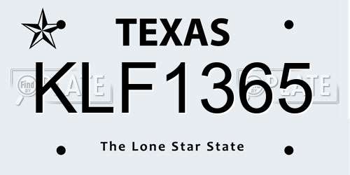 KLF1365 Texas License Plate