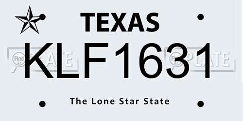 KLF1631 Texas License Plate